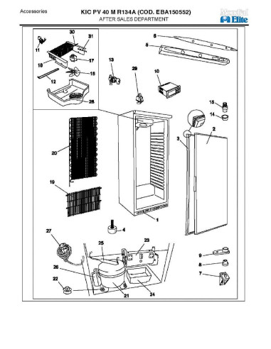 Pièces détachées MONDIAL FRAMEC KIC PV40M R134A EBA150552 Annee 2009 