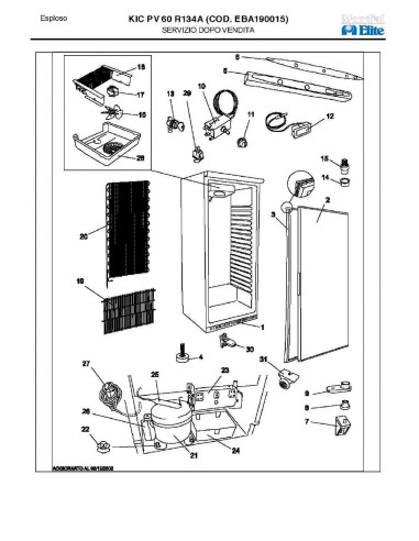 Pièces détachées MONDIAL FRAMEC KIC PV60 R134A EBA190015 Annee 2003 