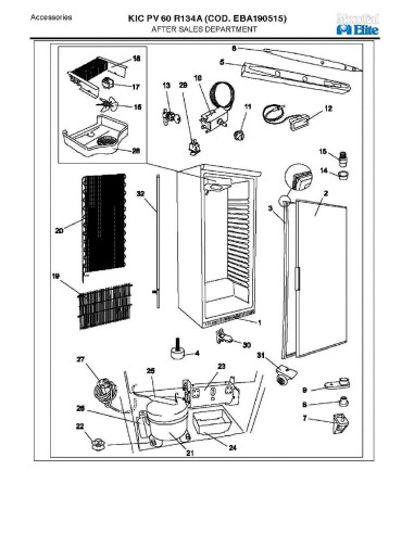 Pièces détachées MONDIAL FRAMEC KIC PV60 R134A EBA190515 Annee 2007 