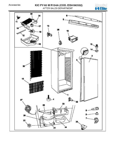 Pièces détachées MONDIAL FRAMEC KIC PV60M R134A EBA190552 Annee 2009 