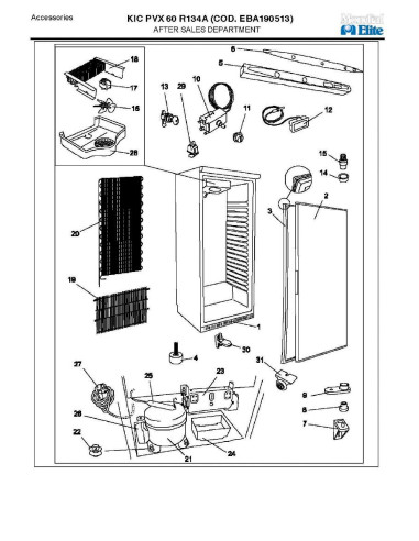 Pièces détachées MONDIAL FRAMEC KIC PVX60 R134A EBA190513 Annee 2009 