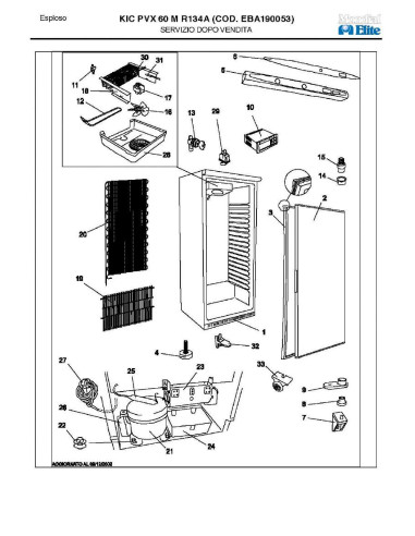 Pièces détachées MONDIAL FRAMEC KIC PVX60M R134A EBA190053 Annee 2003 