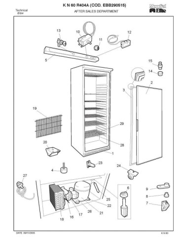 Pièces détachées MONDIAL FRAMEC KN60 R404A EBB290515 Annee 2005 