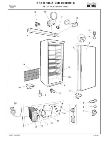 Pièces détachées MONDIAL FRAMEC KNX60 R404A EBB290313 Annee 2005 