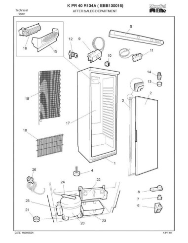 Pièces détachées MONDIAL FRAMEC KPR40 R134A EBB130015 Annee 2003 