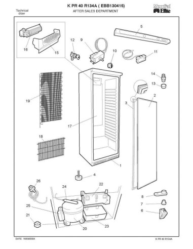 Pièces détachées MONDIAL FRAMEC KPR40 R134A EBB130415 Annee 2004 