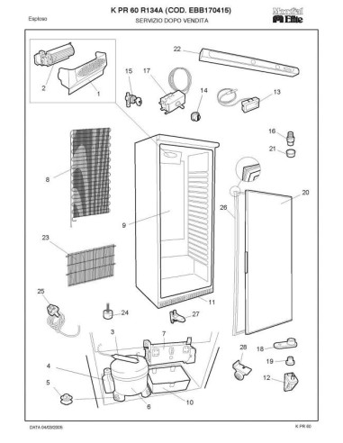 Pièces détachées MONDIAL FRAMEC KPR60 R134A EBB170415 Annee 2005 