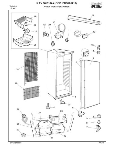 Pièces détachées MONDIAL FRAMEC KPV60 R134A EBB190415 Annee 2004 