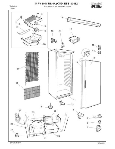 Pièces détachées MONDIAL FRAMEC KPV60M R134A Annee 2004 