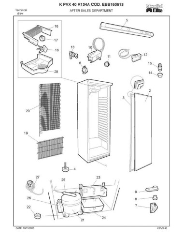 Pièces détachées MONDIAL FRAMEC KPVX40 R134A EBB150515 Annee 2005 