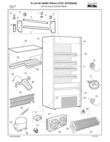 Pièces détachées MONDIAL FRAMEC SLXX90 230 50 R404A Annee 2005 