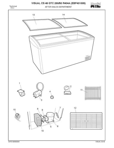 Pièces détachées MONDIAL FRAMEC VISUAL CS48GTC 230 50 R404A Annee 2004 