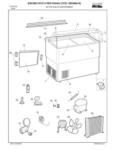 Pièces détachées MONDIAL FRAMEC ESKIMO ECO 9 RES R404A Annee 2005 