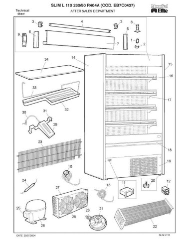 Pièces détachées MONDIAL FRAMEC SLIM L110 230 50 R404A Annee 2004 