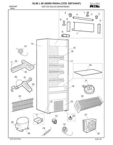 Pièces détachées MONDIAL FRAMEC SLIM L60 230 50 R404A Annee 2004 