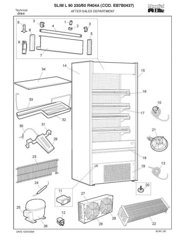 Pièces détachées MONDIAL FRAMEC SLIM L90 230 50 R404A Annee 2004 