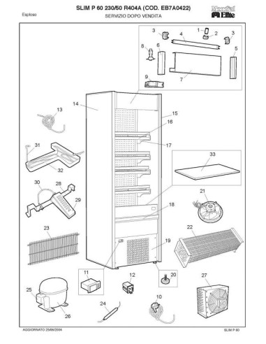 Pièces détachées MONDIAL FRAMEC SLIM P60 230 50 R404A Annee 2004 