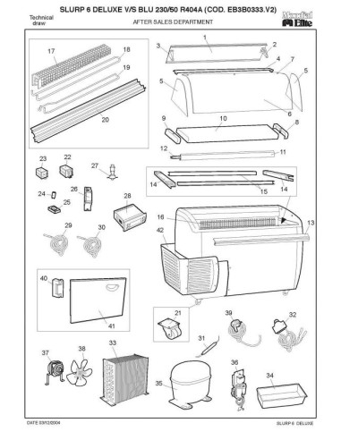 Pièces détachées MONDIAL FRAMEC SLURP 6 DE LUXE VS BLU 230 50 R404A EB3B0333 V2 Annee 2004 