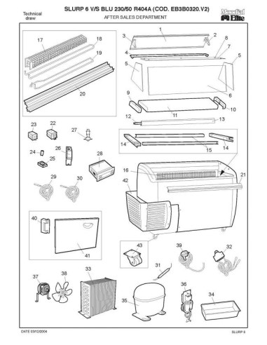 Pièces détachées MONDIAL FRAMEC SLURP 6 VS BLU 230 50 R404A EB3B0320 V2 Annee 2004 