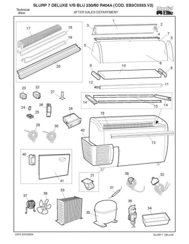 Pièces détachées MONDIAL FRAMEC SLURP 7 DE LUXE VS BLU 230 50 R404A EB3C0333 V2 Annee 2004 