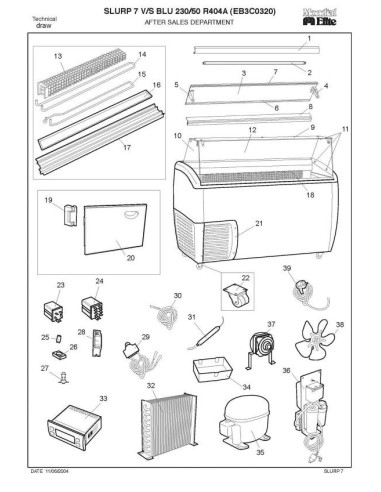 Pièces détachées MONDIAL FRAMEC SLURP 7 VS BLU 230 50 R404A EB3C0320 Annee 2004 