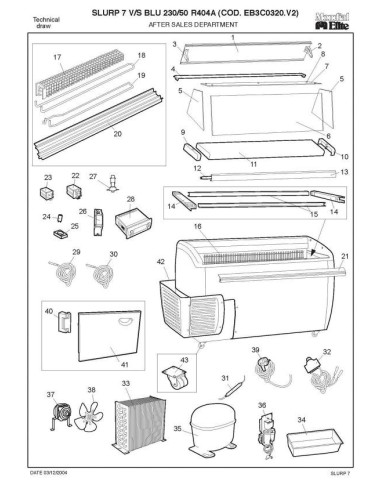 Pièces détachées MONDIAL FRAMEC SLURP 7 VS BLU 230 50 R404A EB3C0320 V2 Annee 2004 