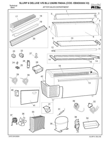 Pièces détachées MONDIAL FRAMEC SLURP 9 DE LUXE VS BLU 230 50 R404A EB3D0333 V2 Annee 2004 