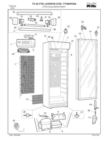 Pièces détachées MONDIAL FRAMEC TG42CTSL AGS875 TTC80WH23 Annee 2006 