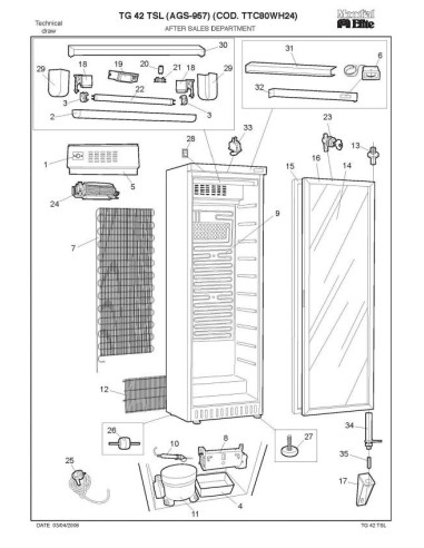 Pièces détachées MONDIAL FRAMEC TG42SL AGS957 TTC80WH24 Annee 2006 