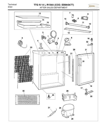 Pièces détachées MONDIAL FRAMEC TTGN14L R134A Annee 2005 