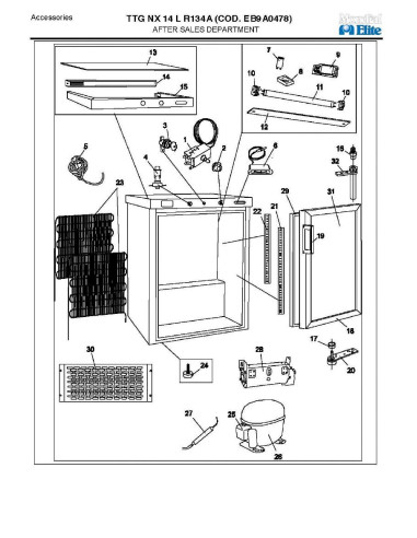 Pièces détachées MONDIAL FRAMEC TTGNX14L R134A Annee 2007 