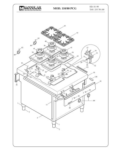 Pièces détachées MODULAR 110-80-PCG Annee 1999 