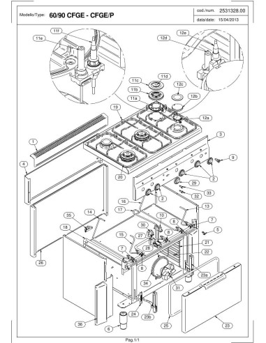 Pièces détachées MODULAR 60-90-CFGE-P Annee 2013 