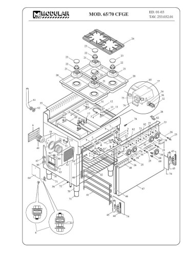 Pièces détachées MODULAR 65-70-CFGE Annee 2003 