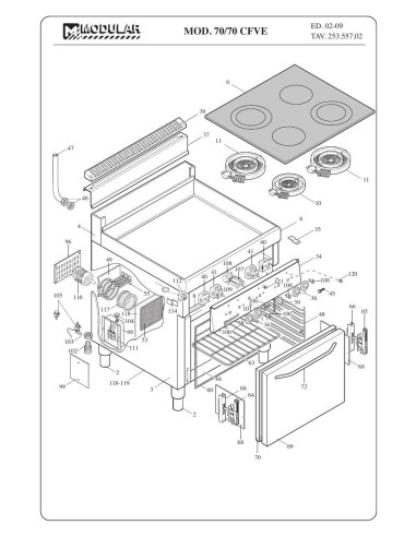 Pièces détachées MODULAR 70-70-CFVE Annee 2009 