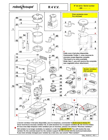 Pièces détachées pour Cutters de Table R 4 V.V. - Robot Coupe 