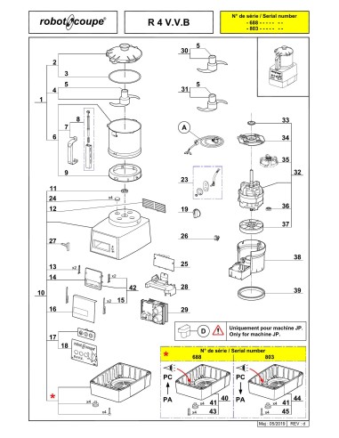 Pièces détachées pour Cutters de Table R4 V.V. B - Robot Coupe 