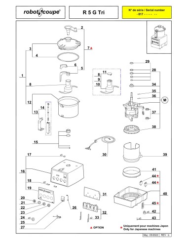 Pièces détachées pour Cutters de Table R 5 G - Robot Coupe 