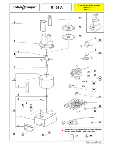 Pièces détachées pour Combinés R 101 "A" - Robot Coupe 