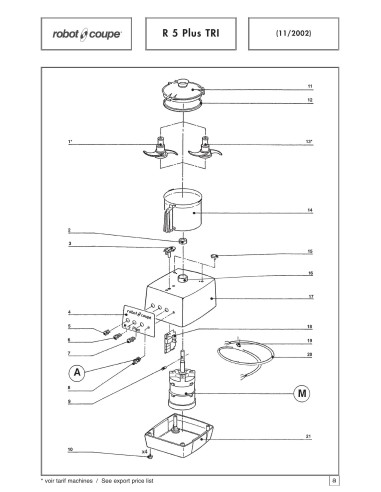 Pièces détachées pour Cutters de Table R 5 Plus tri - Robot Coupe 