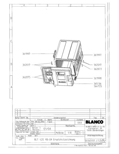 Pièces détachées BLANCO BLT 420 KB-UH Annee 03-2004 - BLANCO BLT 420 KB-UH - Annee 03-2004 - Blanco