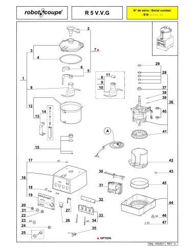 Pièces détachées pour Cutters de Table R 5 V.V. G - Robot Coupe 