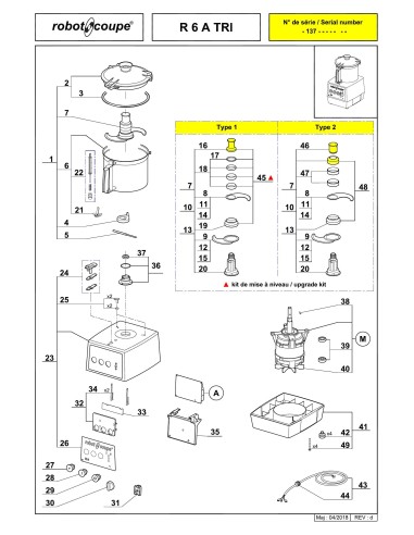 Pièces détachées pour Cutters de Table R 6 A - Robot Coupe 