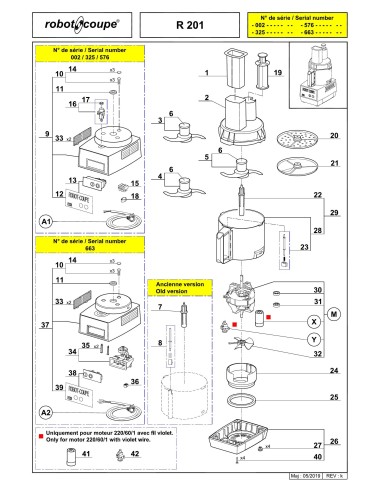 Pièces détachées pour Combinés R 201 - Robot Coupe 