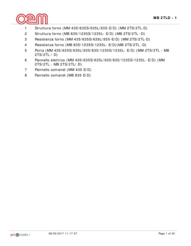 Pièces détachées OEM MB2TLD-1 Annee 0 