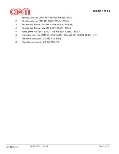 Pièces détachées OEM MB-RE1235L Annee 0 