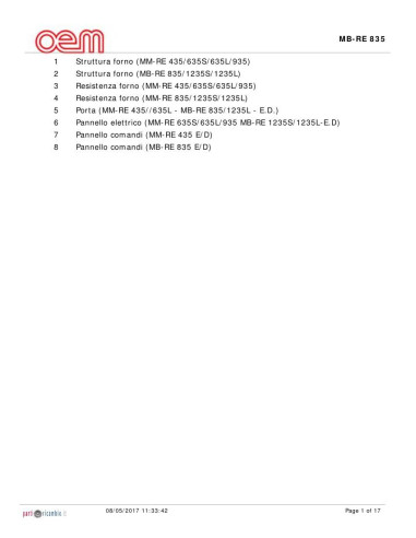 Pièces détachées OEM MB-RE835 Annee 0 