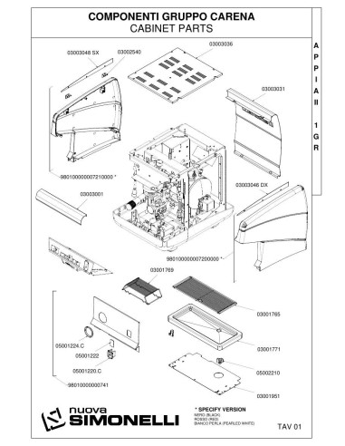 Pièces détachées NUOVA SIMONELLI APPIA II 1 GR 