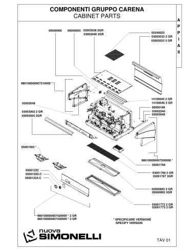 Pièces détachées NUOVA SIMONELLI APPIA II 2-3 GR 