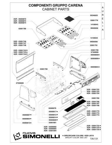 Pièces détachées NUOVA SIMONELLI AURELIA 2-3-4 GR 